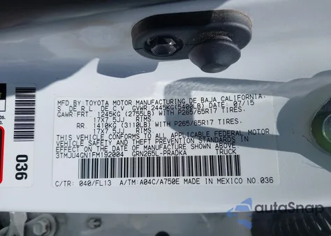 2015 Toyota Tacoma Prerunner V6 from USA, damaged, VIN 3TMJU4GN1FM192004